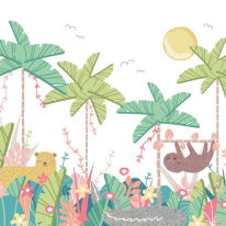 Origin Jungle Animals Cream/Green Wall Mural - MUR224