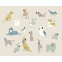 Origin Happy Dogs Warm Grey Wall Mural - MUR233