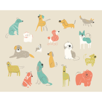 Origin Happy Dogs Citrus Gold Wall Mural - MUR234