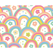 Origin Rainbow Wobble Coral/Pink Wall Mural - MUR236
