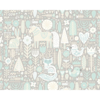 Origin Scandi Forest Animals Warm Grey Wall Mural - MUR239