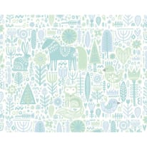 Origin Scandi Forest Animals Teal/Blue Wall Mural - MUR241