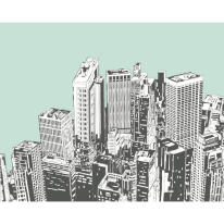 Origin Urban City Skyscrapers Mint Green Wall Mural - MUR242