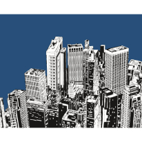 Origin Urban City Skyscrapers Navy Blue Wall Mural - MUR243
