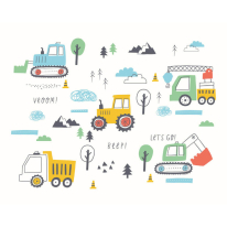 Origin Tractors and Diggers Yellow/Gold Wall Mural - MUR250