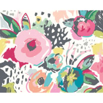 Origin Abstract Floral Raspberry Pink Wall Mural - MUR251