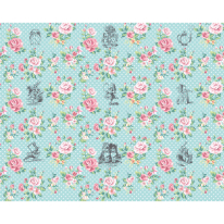 Origin Alice in Wonderland English Rose Print Blue Wall Mural - MUR258