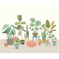 Origin Houseplant Pots Grey Wall Mural - MUR276