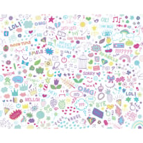 Origin Social Doodle Text Purple Wall Mural - MUR305