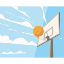 Origin Graphic Basketball Hoop Blue Wall Mural - MUR320