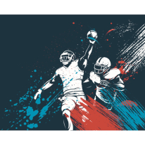Origin American Footballers Paint Splash Blue Wall Mural - MUR331