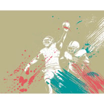 Origin American Footballers Paint Splash Grey Wall Mural - MUR333