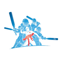 Origin Cricket Players Blue Wall Mural - MUR334