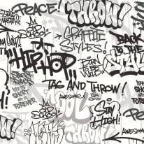 Origin Mono Graffiti Black/White Wall Mural - MUR336
