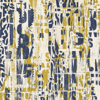 Origin Letterpress Graffiti Navy/Yellow Wall Mural - MUR338