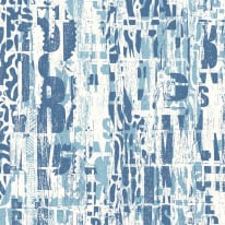 Origin Letterpress Graffiti Denim Blue Wall Mural - MUR339