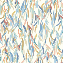 Origin Willow Leaves Denim Blue/Apricot Wall Mural - MUR348