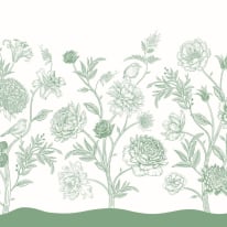Origin Jacobean Rose Trail Forest Green Wall Mural - MUR354