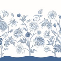 Origin Jacobean Rose Trail Navy Blue Wall Mural - MUR355