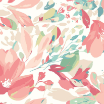 Origin Flowing Flowers Coral/Pink Wall Mural - MUR364