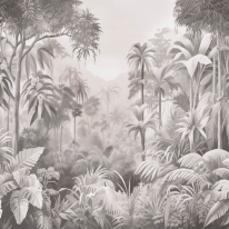 Origin Jungle Trees Black/White Wall Mural - MUR366
