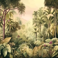 Origin Jungle Trees Olive Green Wall Mural - MUR367