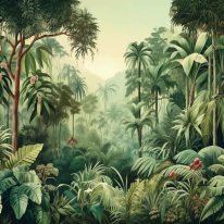 Origin Jungle Trees Forest Green Wall Mural - MUR368