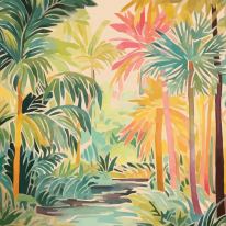 Origin Pretty Palms Emerald Green Wall Mural - MUR369