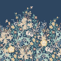 Origin Trailing Lily Navy Blue Wall Mural - MUR376