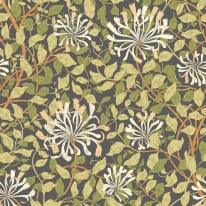 Origin Honeysuckle Black/Olive Green Wall Mural - MUR384