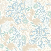 Origin Trailing Seaweed Garden Blue/Linen Wall Mural - MUR387