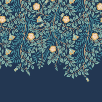 Origin Cascading Rosehip Indigo/Teal Wall Mural - MUR404