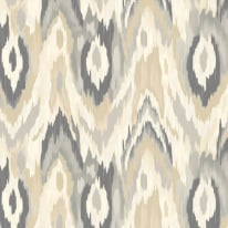 Origin Watercolour Ikat Stone/Linen Wall Mural - MUR421