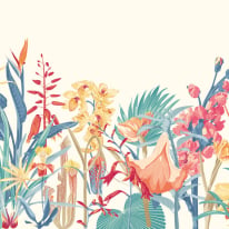 Origin Tropical Foliage Petrol/Coral Wall Mural - MUR425