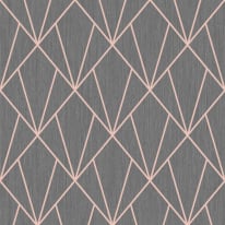 Muriva Indra Geo Charcoal/Rose Gold Metallic Glitter Wallpaper - 154105