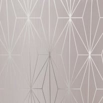 Muriva Kayla Geometric Blush/Silver Foil Metallic Wallpaper - 703012