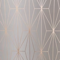Muriva Kayla Geometric Grey/Rose Gold Foil Metallic Wallpaper - 703013