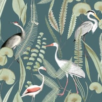 Muriva Kivu Shorebirds Green Multi Wallpaper - M37414