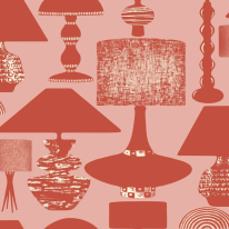 Ohpopsi Revive Boogie Lights Faded Rouge Wallpaper - REV50102W