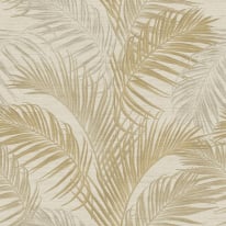 Galerie Botanical Palm Leaf Beige/Gold Metallic Wallpaper - PS33312