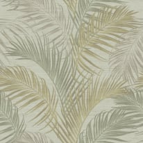 Galerie Botanical Palm Leaf Green/Cream Metallic Wallpaper - PS33315