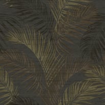 Galerie Botanical Palm Leaf Black/Brown Metallic Wallpaper - PS33319