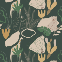 Grandeco Safari Jungle Dark Green Wall Mural - RB248