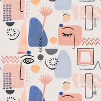 Grandeco Fantasy Faces Pink/Blue Wall Mural - RB249