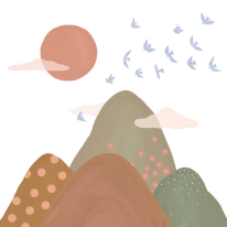 Grandeco Mountain Tops Multicoloured Wall Mural - RB353
