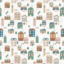 Grandeco Tiny Houses Multicoloured Wall Mural - RB393