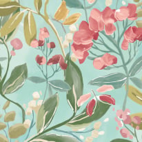 Ohpopsi Florence Ginger/Duck Egg Wallpaper - RON50104W