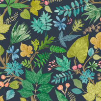 Ohpopsi Lush Leaves Midnight Garden Wallpaper - RON50118W