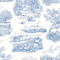 Ohpopsi Eve Toile Cobalt Wallpaper - RON50127W