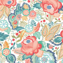 Ohpopsi Emily Rose Petrol/Coral Wallpaper - RON50129W